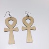 Uitgelaserde Ankh Oorbellen – 7 x 4 cm – Spirituele Levenssleutel – Statement Sieraden – Lichtgewicht Houten Oorbellen