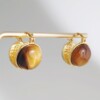 18K Vergulde Oorbellen met Natuurlijke Tijgeroog