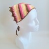 Gehaakte bandana | Perzikoranje, pastel geel, lichtroze, knalroze en lichtbruin