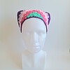 Gehaakte bandana | Turquoise, knalroze, lichtroze, lila en paars