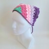 Gehaakte bandana | Turquoise, knalroze, lichtroze, lila en paars