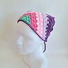 Gehaakte bandana | Turquoise, knalroze, lichtroze, lila en paars