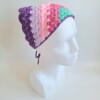 Gehaakte bandana | Turquoise, knalroze, lichtroze, lila en paars