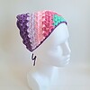 Gehaakte bandana | Turquoise, knalroze, lichtroze, lila en paars