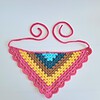 Gehaakte bandana | Turquoise, petrol, lichtbruin, geel en knalroze