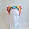 Gehaakte bandana | Turquoise, petrol, lichtbruin, geel en knalroze