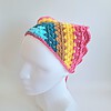 Gehaakte bandana | Turquoise, petrol, lichtbruin, geel en knalroze