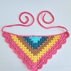 Gehaakte bandana | Turquoise, petrol, lichtbruin, geel en knalroze