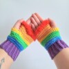 Gehaakte handschoenen - gehaakte vingerloze handschoenen | Regenboog