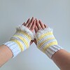 Gehaakte handschoenen - gehaakte vingerloze handschoenen | Wit en geel