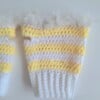 Gehaakte handschoenen - gehaakte vingerloze handschoenen | Wit en geel