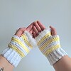 Gehaakte handschoenen - gehaakte vingerloze handschoenen | Wit en geel