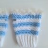 Gehaakte handschoenen - gehaakte vingerloze handschoenen | Wit en lichtblauw