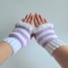 Gehaakte handschoenen - gehaakte vingerloze handschoenen | Wit en lila