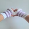 Gehaakte handschoenen - gehaakte vingerloze handschoenen | Wit en lila