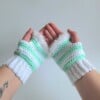 Gehaakte handschoenen - gehaakte vingerloze handschoenen | Wit en mintgroen
