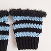 Gehaakte handschoenen - gehaakte vingerloze handschoenen | Zwart en lichtblauw