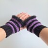 Gehaakte handschoenen - gehaakte vingerloze handschoenen | Zwart en paars
