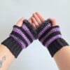 Gehaakte handschoenen - gehaakte vingerloze handschoenen | Zwart en paars