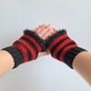 Gehaakte handschoenen - gehaakte vingerloze handschoenen | Zwart en rood