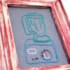 Grappig borduurwerk in frame – blender kunst – unieke muurdecoratie