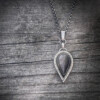 Handgemaakte zilveren hanger met peervormige obsidiaan – Nikkelvrij