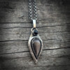 Handgemaakte zilveren hanger met zilver Obsidiaan en zwarte Onyx – zonder ketting