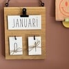 Jaarkalender hanger op eikenhout + zwarte ketting