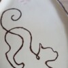 Keramieken schoteltje met kattenafbeelding 2, handmade en handpainted