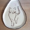 Keramieken schoteltje met kattenafbeelding 3, handmade en handpainted
