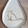 Keramieken schoteltje met kattenafbeelding 6, handmade en handpainted