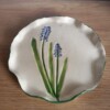 Keramieken serveer/ontbijtbordje blauw druifje 1