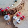 Kerstmagie & Fantasie, handgemaakte kerst uil ketting en oorbellen set