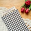 Khaki Green Gingham Quilted Book Sleeve | for paper back books up to 400pages