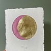 Maanstandportret met gouden bladmetaal en aquarelverf - A4 of A5 handgeschept papier
