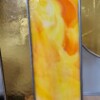 Modern Glas in lood object. Yellow/Orange. Uniek.