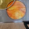Modern Glas in lood object. Yellow/Orange. Uniek.
