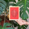 Monstera blad borduurkunst – ingelijst – moderne muurdecoratie