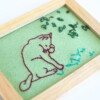 Wassende kat borduurwerk in frame, poes, hergebruik, gerecyclede lijst, cute borduursel, lief cadeautje, wall art, lief poesje