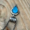 Zilveren hanger met blauwe chalcedoon druppel – handgemaakt 925 sterling zilver