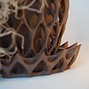 3D bloempot en opvangbak bruin/ naturel met bijzonder patroon
