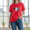 Artistiek dames T-shirt met kattenprint – uniek & speels