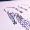Blauwe sterren ear cuffs met acrylkralen - oorhanger zonder gaatje