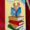 Boekenlegger ‘Boekenworm’ – handgemaakt met acrylverf – schattige boekenlegger met muis