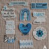 Bookish blauw stickerset, set van 10 stuks ( A )