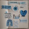 Bookish blauw stickerset, set van 10 stuks ( A )