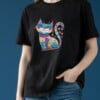 Dames T-shirt kattenprint maat XL – schattig Cat Lover shirt, zacht & comfortabel, cadeau voor kattenliefhebbers, wasbaar 30 C