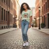 Dames t shirt Soft mist green - Cat Tee – Everyday Comfort Edition