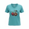 Dames t shirt Soft mist green kersen - Cat Tee – Everyday Comfort Edition