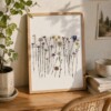 Dried Flowers botanische poster A4/A5 – kleurrijke droogbloemen (geel, paars, blauw) | wanddecoratie
